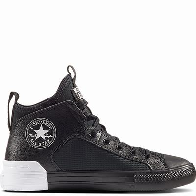 Converse Chuck Taylor All Star Ultra Mid Tops Womens - Black/Black/White Shoes (293AIQKZ)